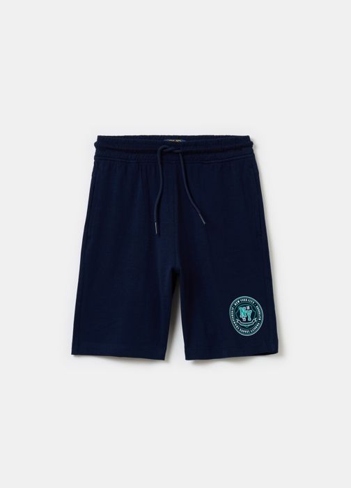 Bermuda en molleton - Non spécifié - Enfant - 100% coton - Taille élastique - Imprimé bleu