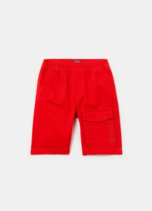 Bermudas - Non spécifié - Enfant - 100% Coton - Rouge - Poches multiples