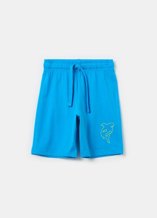 Bermuda - Non spécifié - Imprimé requin - Coton 100% - Cordon de serrage - Poche plaquée