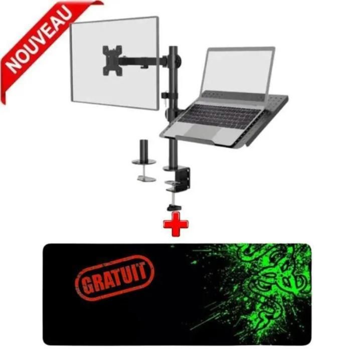 Support de moniteur avec plateau inclinable pour pc portable 13 à 27 pouces