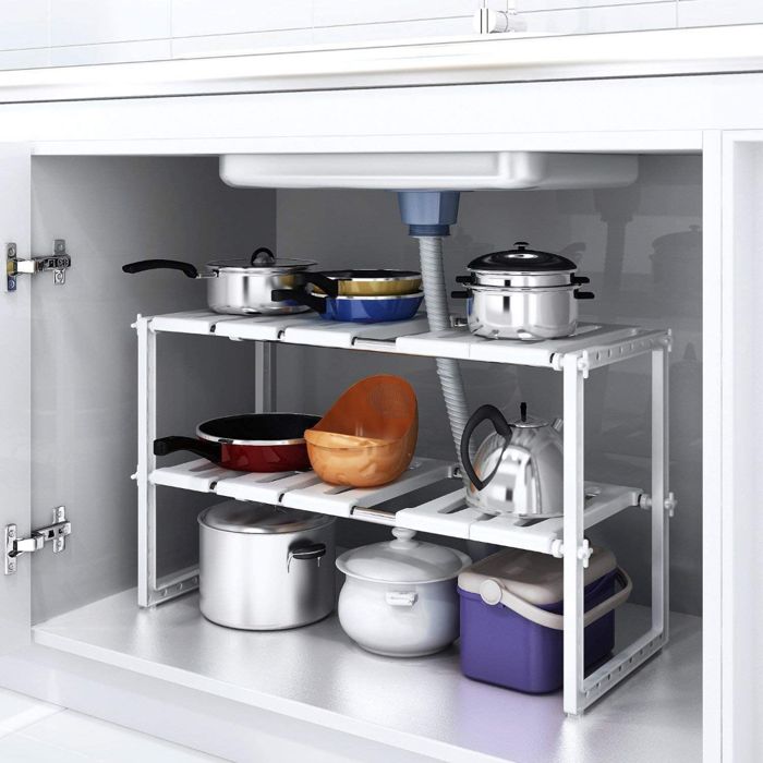 Etagere Cuisine Telescopique Multifonction Reglable pour Rangement Sous Evier
