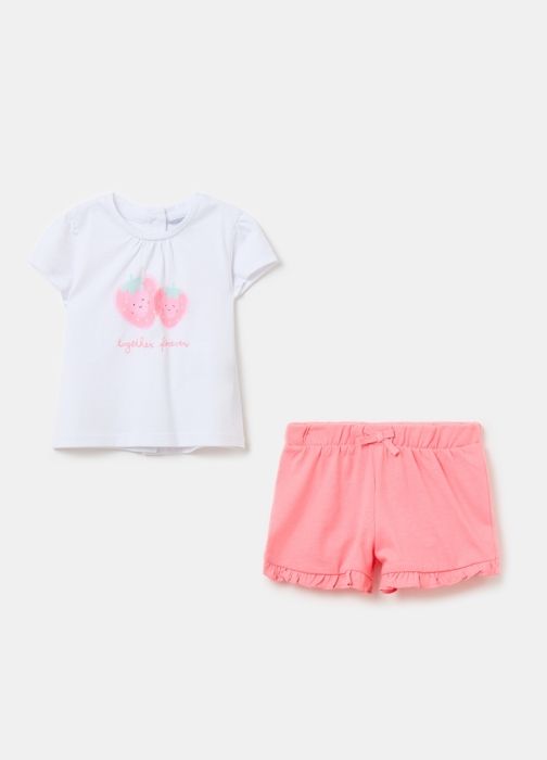 Ensemble T-shirt et shorts - Marque inconnue - Imprimé fraises - Coton bio - Taille élastique - Volants - Marjane Mall - Image 1