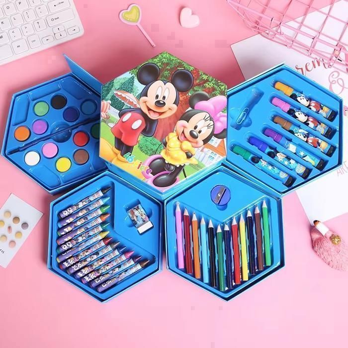 Kit artistique - Mickey Mouse - 46 en 1 - Hexagonal - Multicolore - Pour enfants à partir de 6 ans