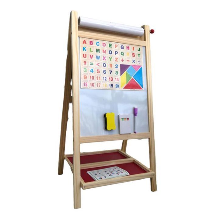 Tableau magnétique en bois double face pliable pour enfant – 73,5cm x 37 cm