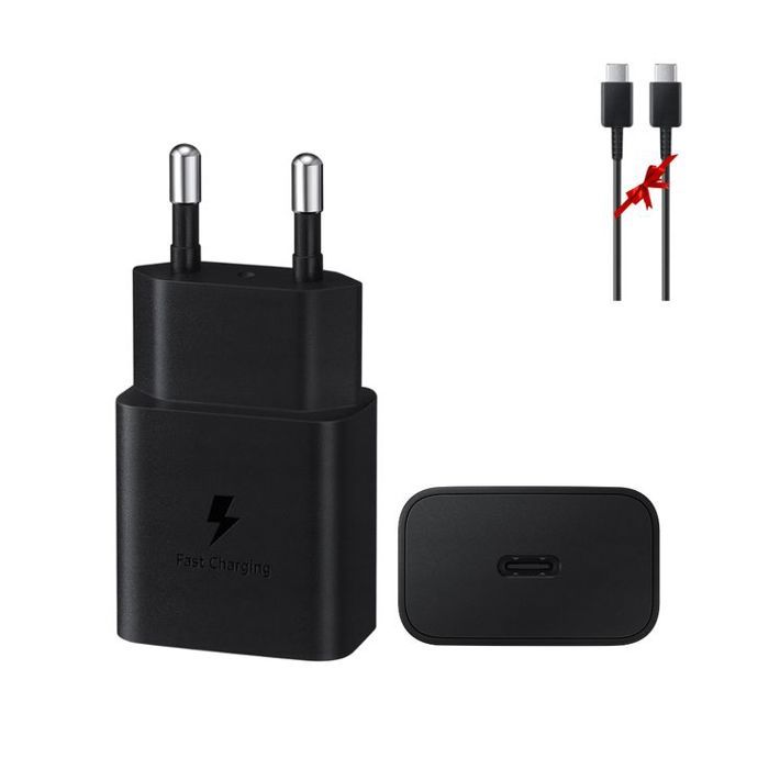 Adaptateur Secteur Samsung USB-C 25W + Cable USB-C To USB-C cadeaux