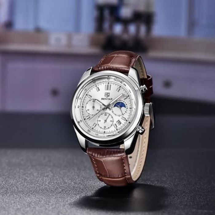 Montre - Benyar - Chronographe - Étanche - Cuir