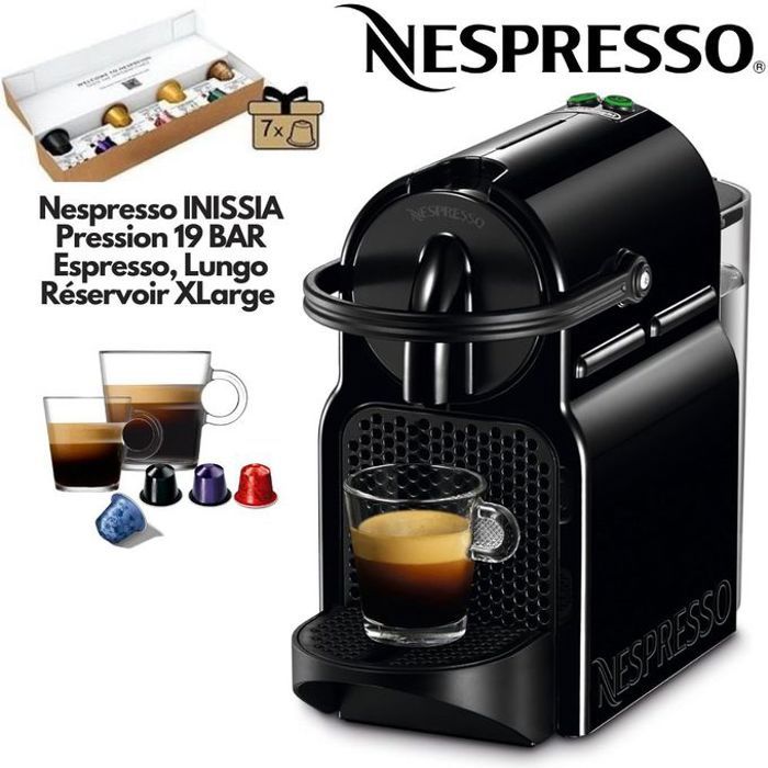 Nespresso INISSIA Black Edition Cafetiere À Capsule Crema+ Haute Pression 19 Bar Avec 7 Capsules OFFERTS