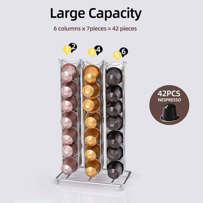 OASISWJ Porte Capsules En Inox Compatible Avec Nespresso Et Dolce Gusto Support Capsule 42 Capsules