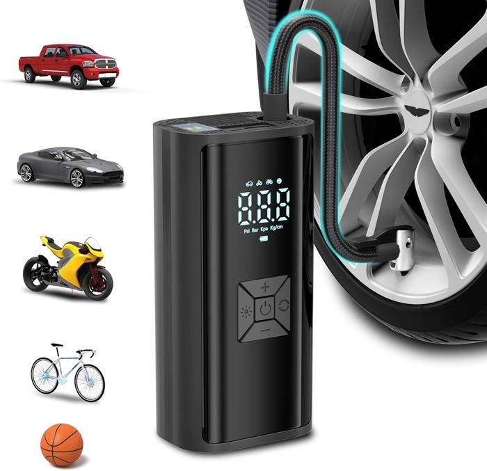 pompe à air électrique - Avec batterie de 6 000 mAh - 10,34 bar - Compresseur électrique portable