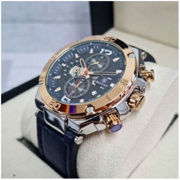 Benyar montre chronographe de luxe pour hommes avec bracelet en cuir –Doré R51051 - Originale-multicolor-38