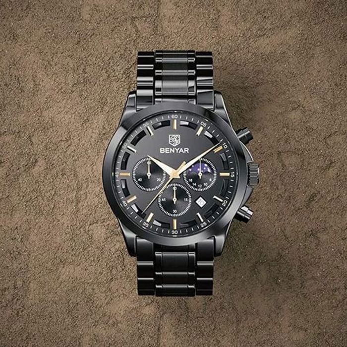 BENYAR BY-5160A Montre Homme Chronographe Étanche en Acier Inoxydable – Noir