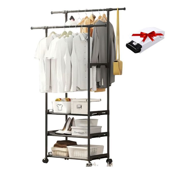 Portant à Manteau avec Design Innovant et Étagères à Chaussures sur Roulettes Rotatives + Mini Scelleuse Thermoscelleuse Portable