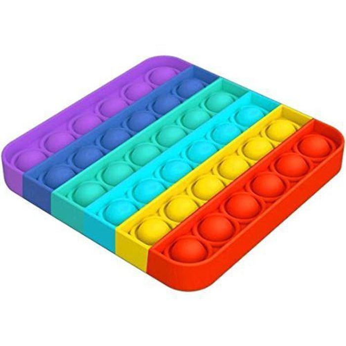 Jouet anti-stress - Popit - Carré - Multicolore - Silicone - Pour enfants à partir de 5 ans