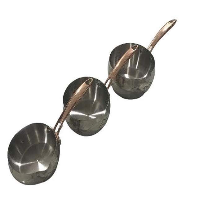 Ensemble 3 casseroles stainless très haute qualité avec poignées en cuivre , 3PCS : 12 - 14 - 16cm