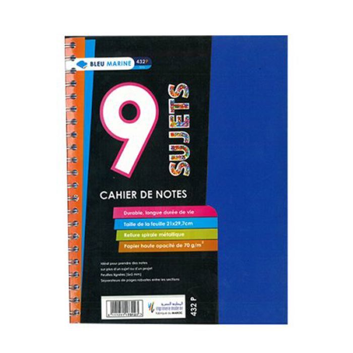 Cahier Université 9 Sujets A5 432 pages