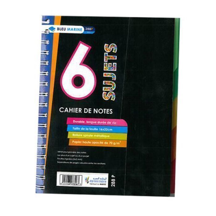 Cahier Université 6 Sujets A5 288 pages