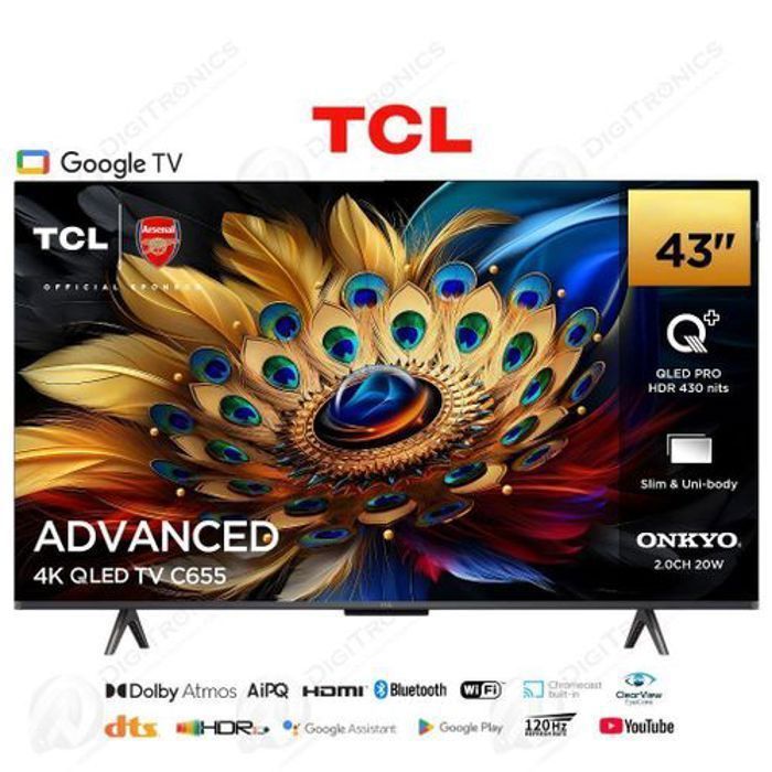 43 Smart Tv QLED PRO 4K UHD Google Tv  Dolby Vision 120Hz, 43C655