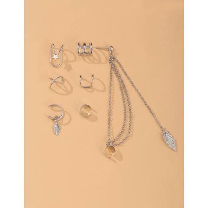 7 PIECES BOUCLES DOREILLES PIERCING  ARGENTE BOHEME SET-EARRINGS