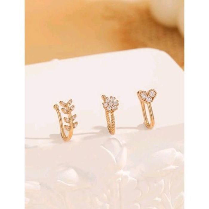 3 pieces Piercing nez acier inoxydable avec strass