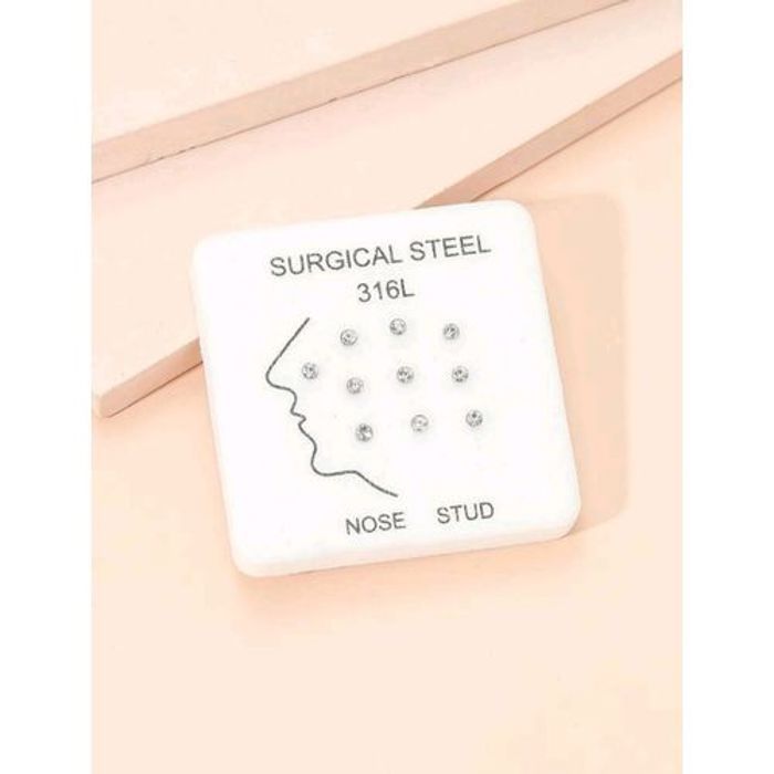 10 pieces Piercing nez acier inoxydable - strass