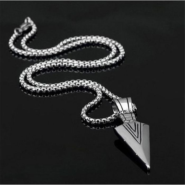 Collier  chaine pour homme à pendentif fleche INOXYDABLE