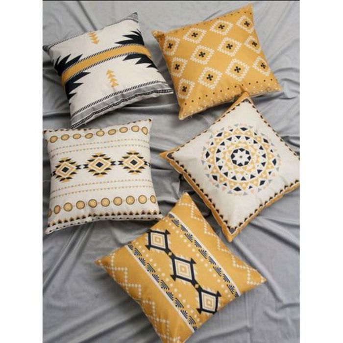 5 Pièces Housse de coussin à motif feuille et marbre sans bourre 45 x 45 cm