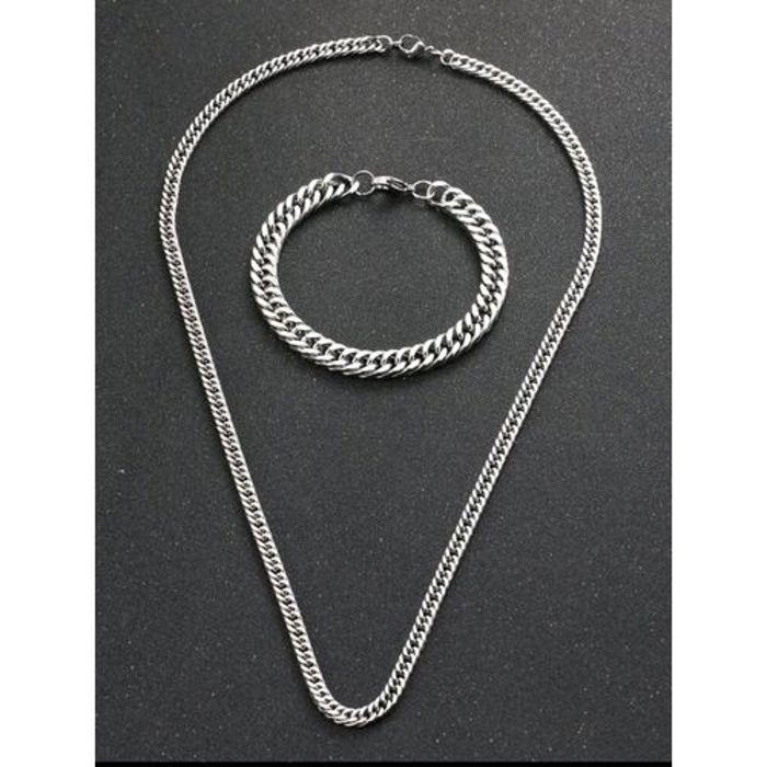 Homme collier à chaine minimaliste et bracelet en acier INOXYDABLE
