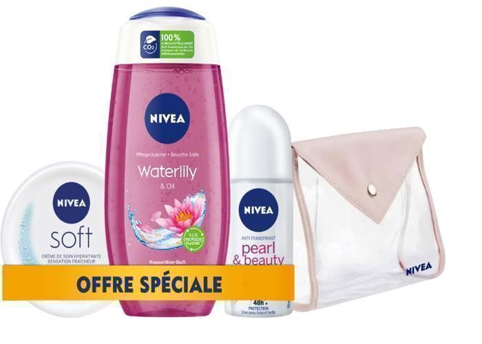 Trousse Femme Nivea  : Gel douche + Déo Bille + Nivea Soft 50ml