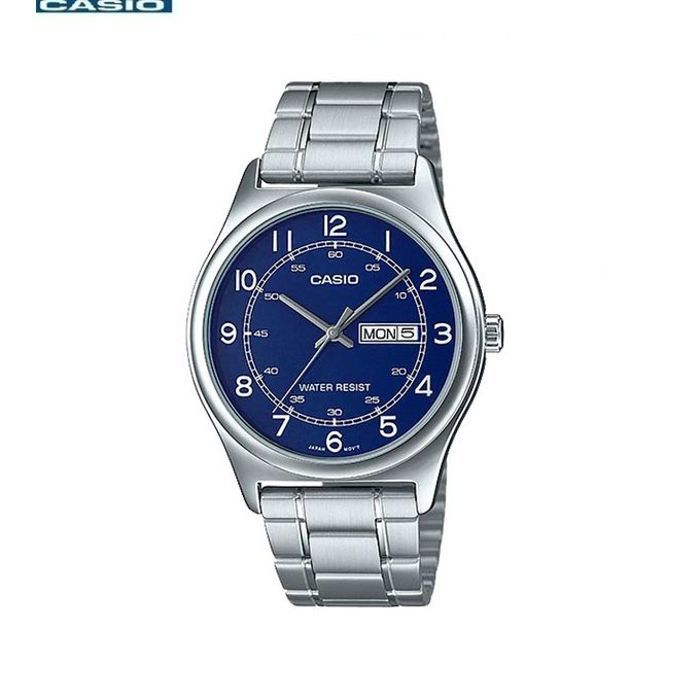 Casio Montre Homme Analogique Cadran bleu Bracelet inoxydable date-mtp-v006d-2budf