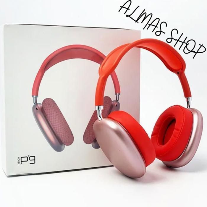 Casque Bluetooth sans fil P9 avec microphone antibruit également pour salle de sport rouge