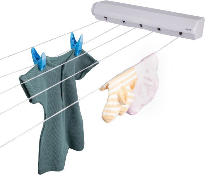 Corde à Linge Rétractable d'Intérieur à 5 Lignes - 5x3.75m – Étendoir à Linge