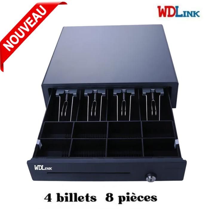 D-Link Tiroir Caisse Standard Horizontal 410x420x100 mm RJ11 4 billets Et 8 pièces