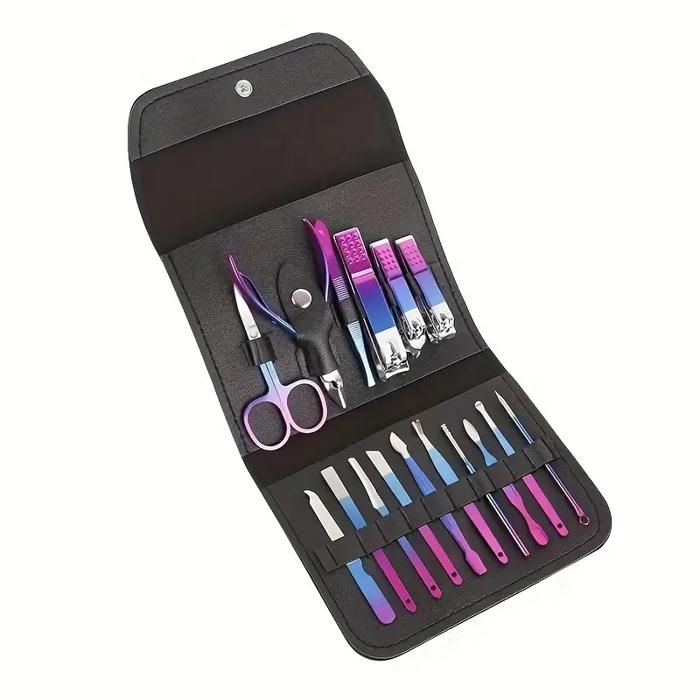 Ensemble Beauté & Manucure 16 Pièces - Coupe-Ongles, Tondeuse Cuticule, Limes, Dissolvant, et Plus