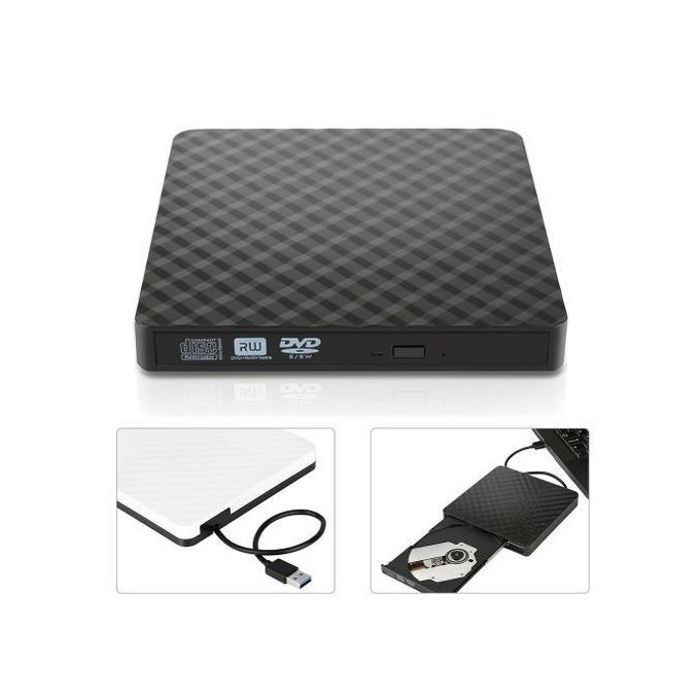 Lecteur et Graveur DVD - CD externe Dvd CD Usb 3.0 Ultra Slim Portable *8 -Noir