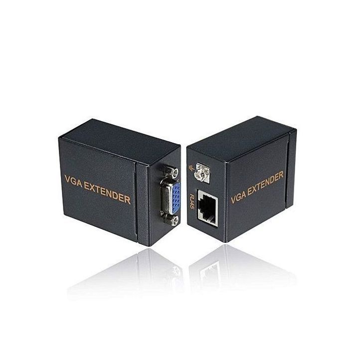 Rallonge VGA par câble Ethernet RJ45 jusqu'à 60M, répéteur signal VGA adaptateur 1080P