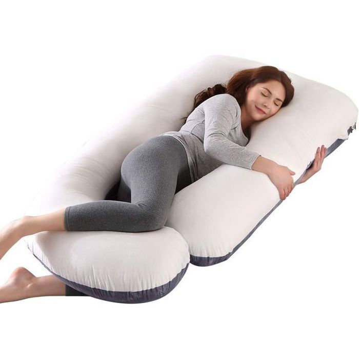 Oreiller a grossesse,Coussin confortable pour femme enceinte Grey/Biege150*78*25