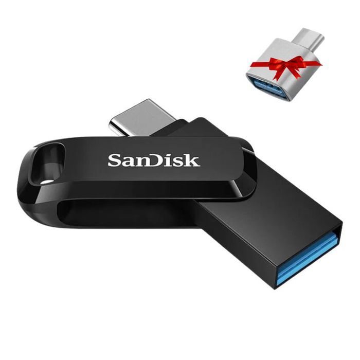 Clé SanDisk Ultra Dual Drive Go USB Type-C 128 GB + Adaptateur USB Vers USB-C
