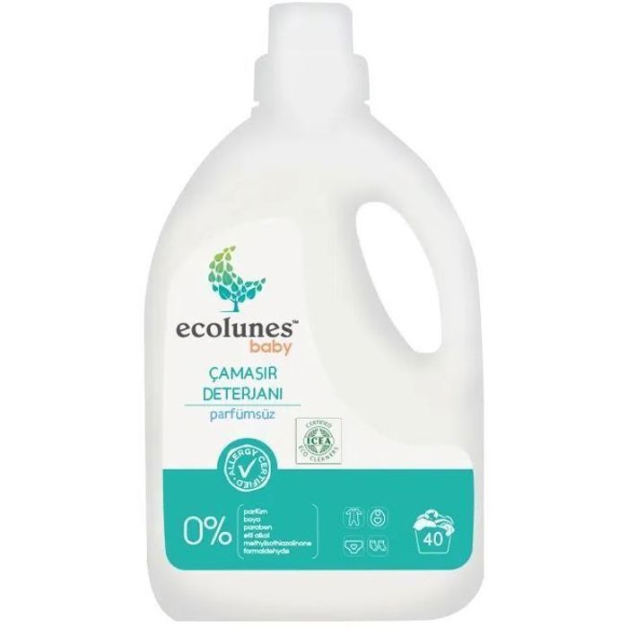 Ecolunes Lessive bébé écologique et Hypoallergénique - 40 lavages 2 L