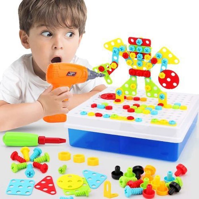 Perceuse pour enfants - Jouet de bricolage - Créatif - 3 ans et plus - Couleurs variées - Plastique