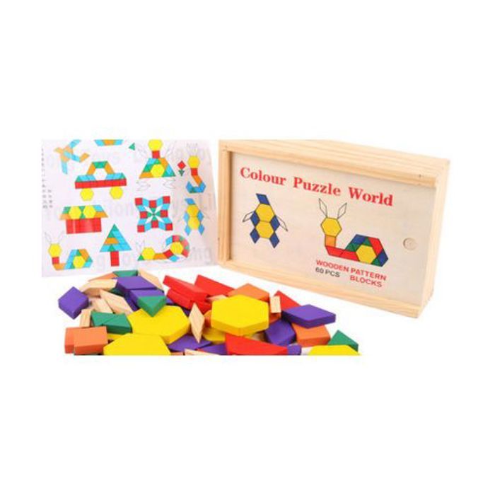 Jouet enfant Monde de puzzle de couleur en bois 60 pcs