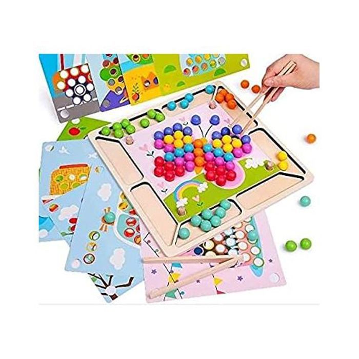 Jeux d'apprentissage,2 en 1 jeu de perles de pince d'échecs de mémoire d'apprentissage