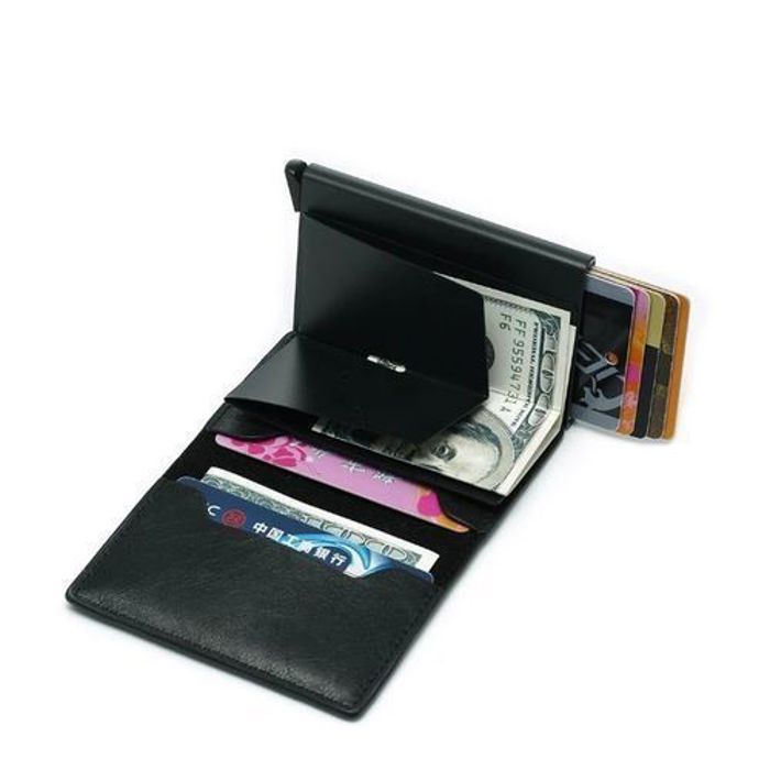 Porte-cartes de crédit Slim Portefeuille Anti détournement de données-Rfid Noir