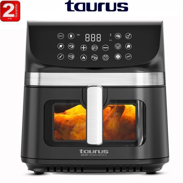 TAURUS - Friteuse sans Huile 9L Avec Fenêtre Visible 12 Programmes 1800W - 2ans de garantie