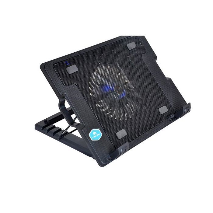 Refroidisseur PC Portable - Ventilateur - Noir - 1 Ventilateur 16 cm - 2 Ports USB HUB - LED Bleu