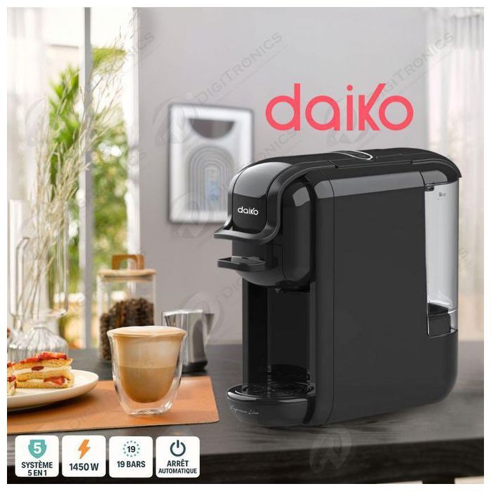 Daiko Machine à café Système 5 en 1 Max 19 Bars 1450W, CF8193K