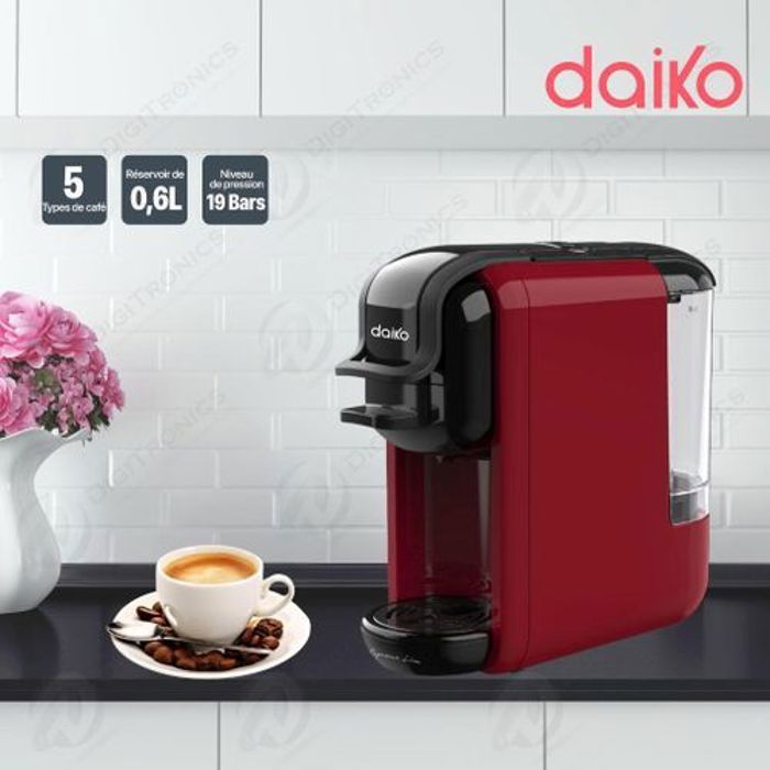 Daiko Machine à café Système 5 en 1 - 1450 W - Max 19 Bars - CF819BRK