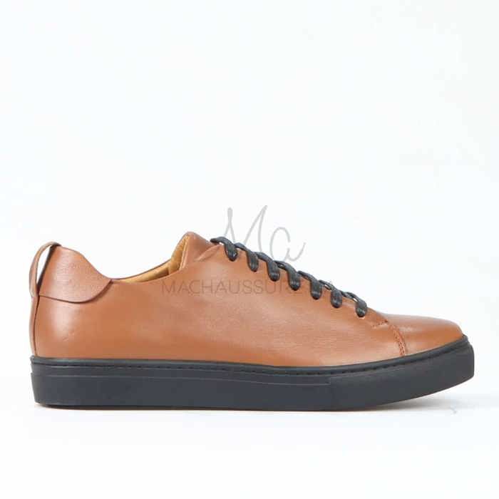 Lorenzo - Baskets Hommes 100% Cuir en Tabac