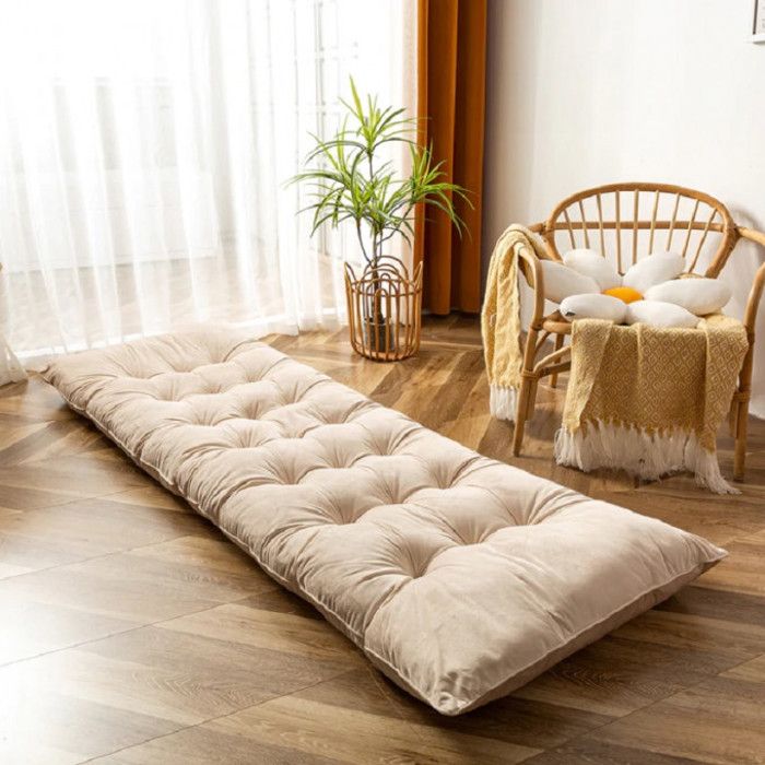 Matelas de sol - Velours - Blanc - 170x70x13cm - Confort exceptionnel - Style contemporain