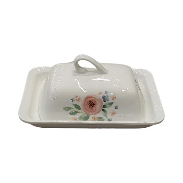 BEURRIER AVEC COUVERCLE EN PORCELAINE AVEC DECO 19*14*H