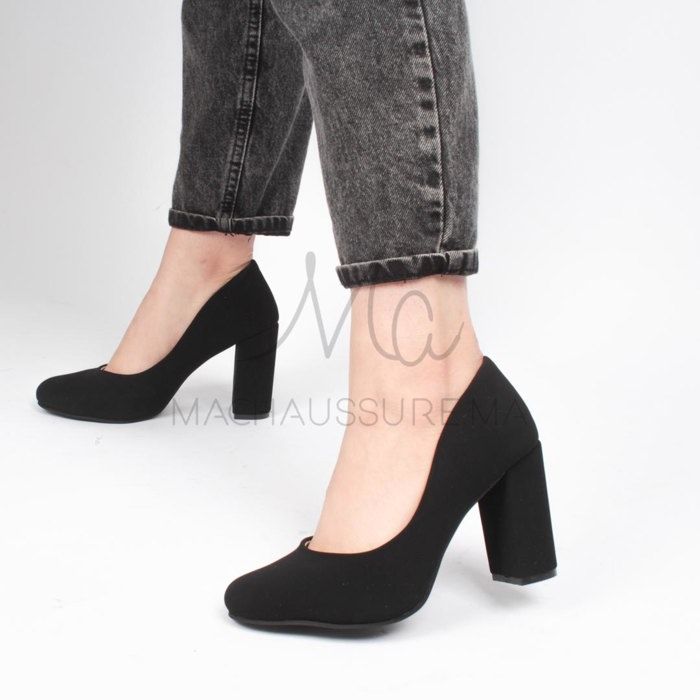 Escarpin à Talon - MACHAUSSURE - Noir - Daim-Nubuck - Aiguille - Confort Rembourré